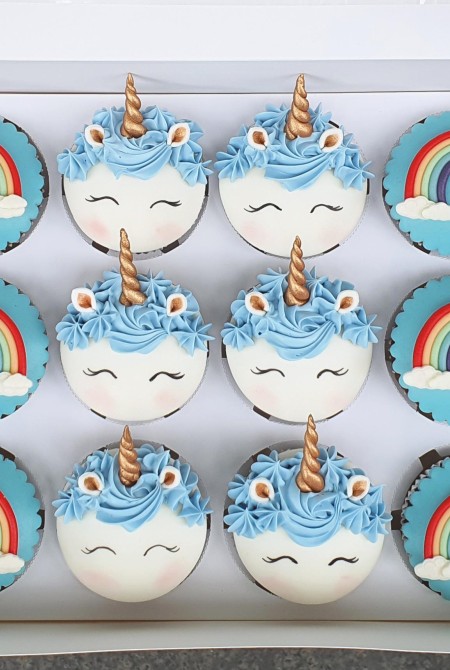 Unikornis cupcake box - világoskék